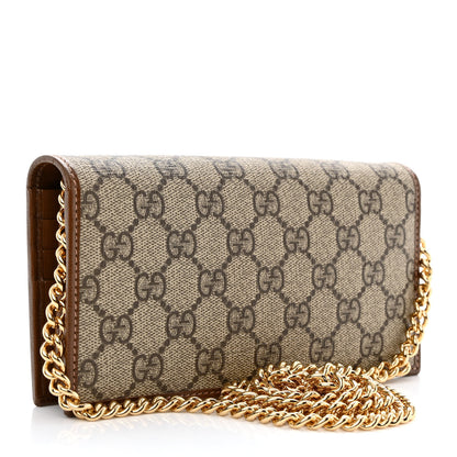 Gucci GG Supreme Monogram Azalea Calfskin Horsebit 1955 Wallet On Chain Beige Ebony Brown Sugar 3 of 12