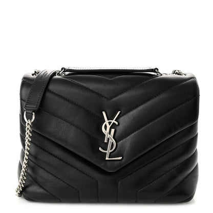 Saint Laurent Calfskin Y Quilted Monogram Small Loulou Chain Satchel Black 1 of 10