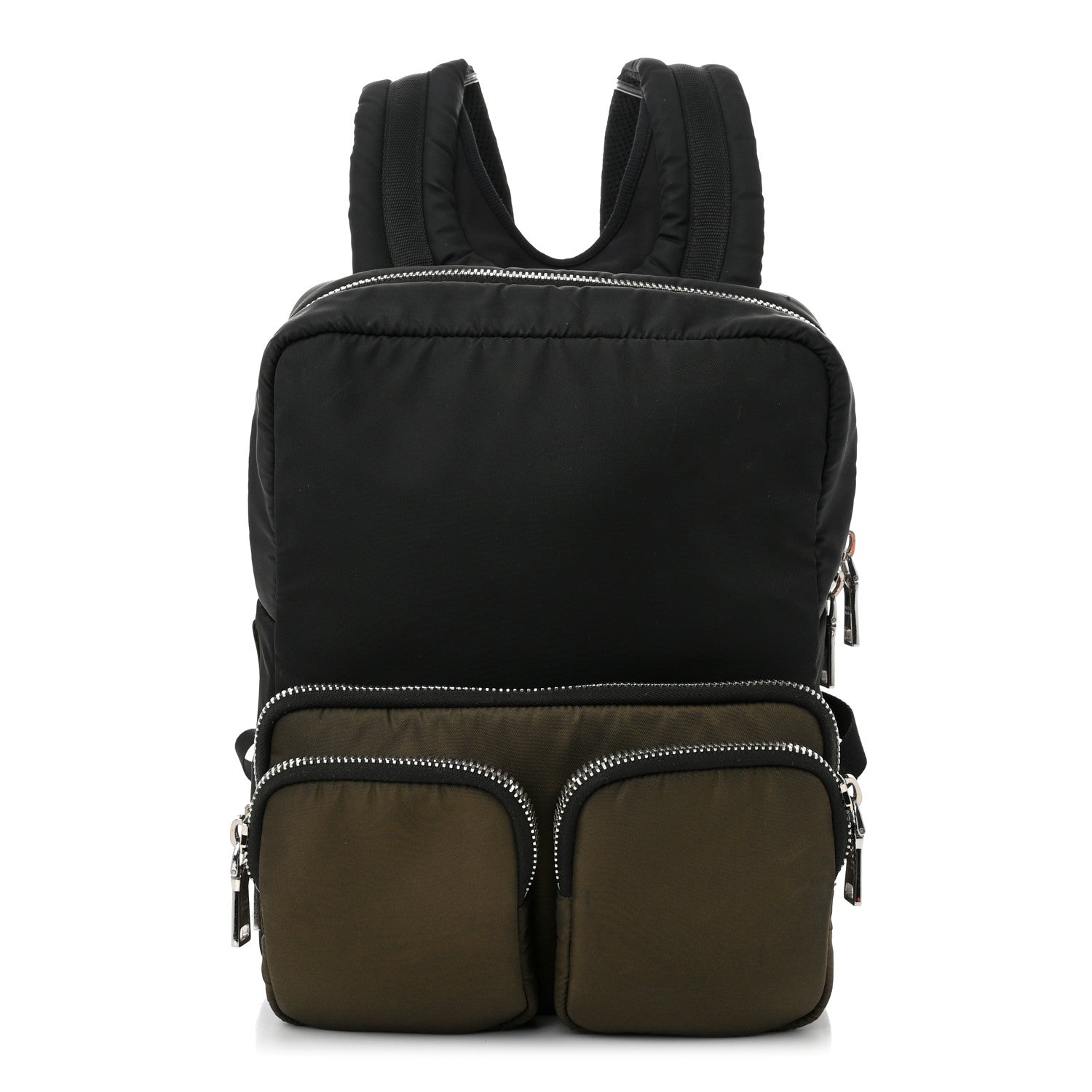 Prada Technical Nylon Harness Pocket Backpack Black Green 1 of 11