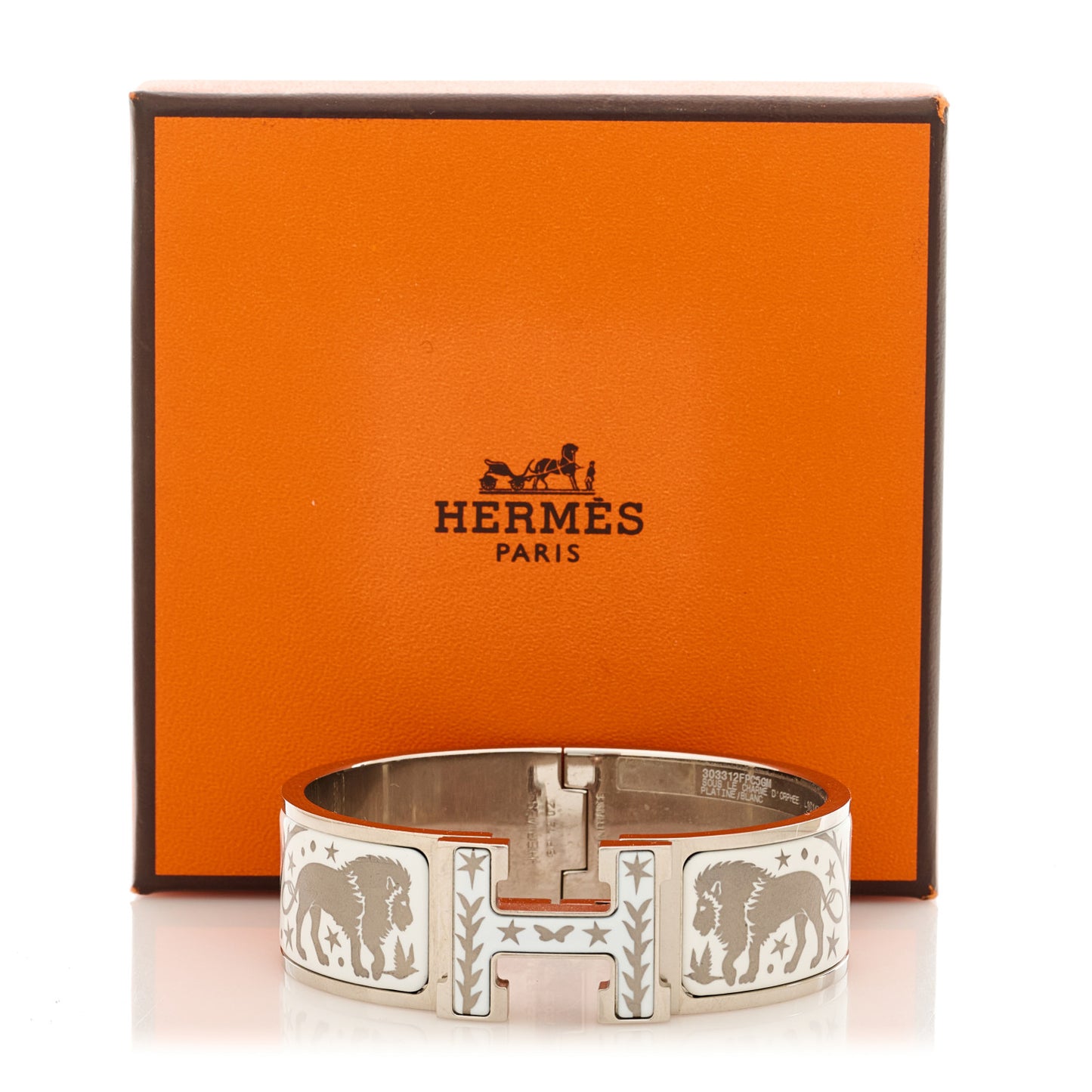 Enamel Wide Printed Sous Le Charme D Orphee Clic Clac H Bracelet Platinum White