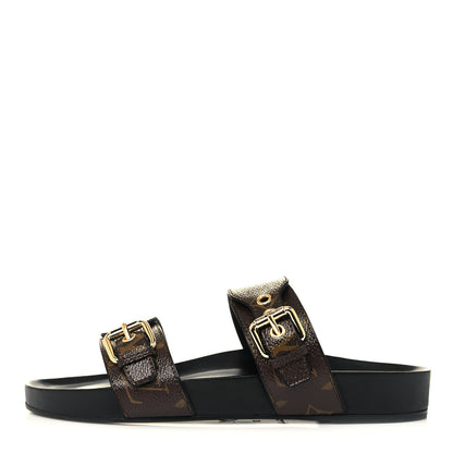 Louis Vuitton Monogram Bom Dia Mule Sandals 39 Black 1 of 8