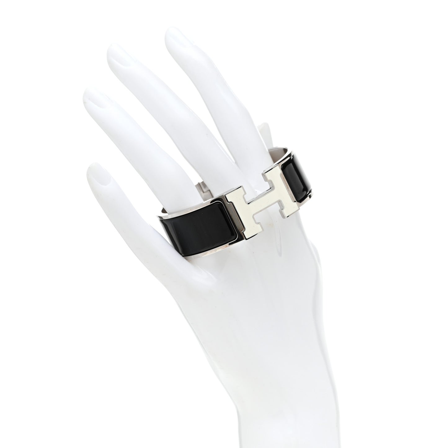 Enamel Wide Clic Clac H Bracelet GM Black White