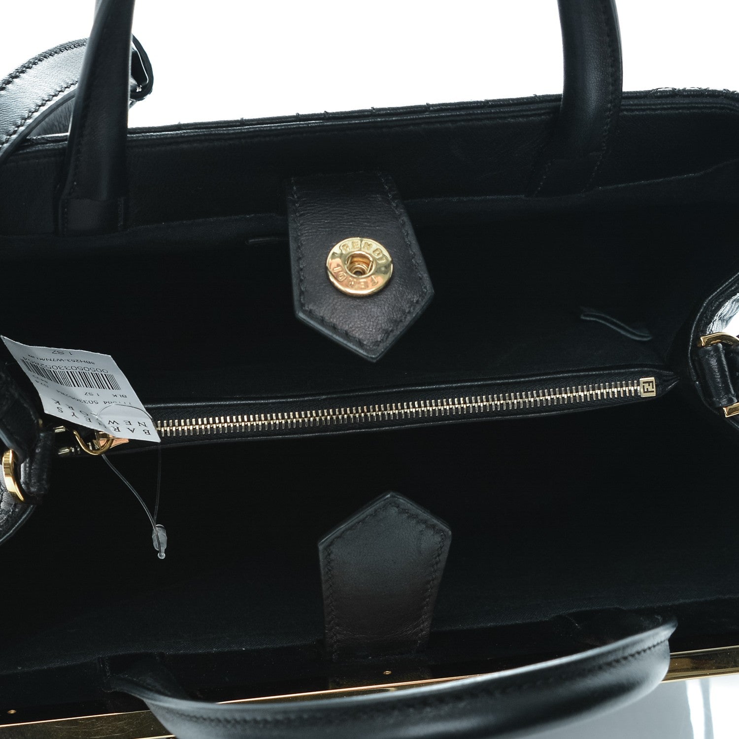 Fendi Nappa Crocodile Trapuntata Petite 2Jours Tote Black 5 of 7