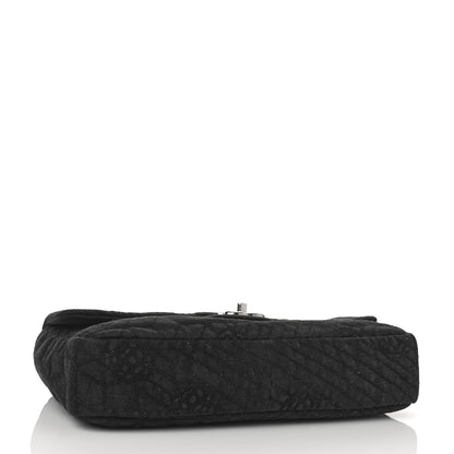 Chanel Denim Camellia Embroidered Large Flap Black 4 of 9