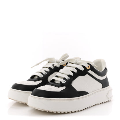 Louis Vuitton Monogram Embossed Calfskin Time Out Sneakers 38 White Black 4 of 12