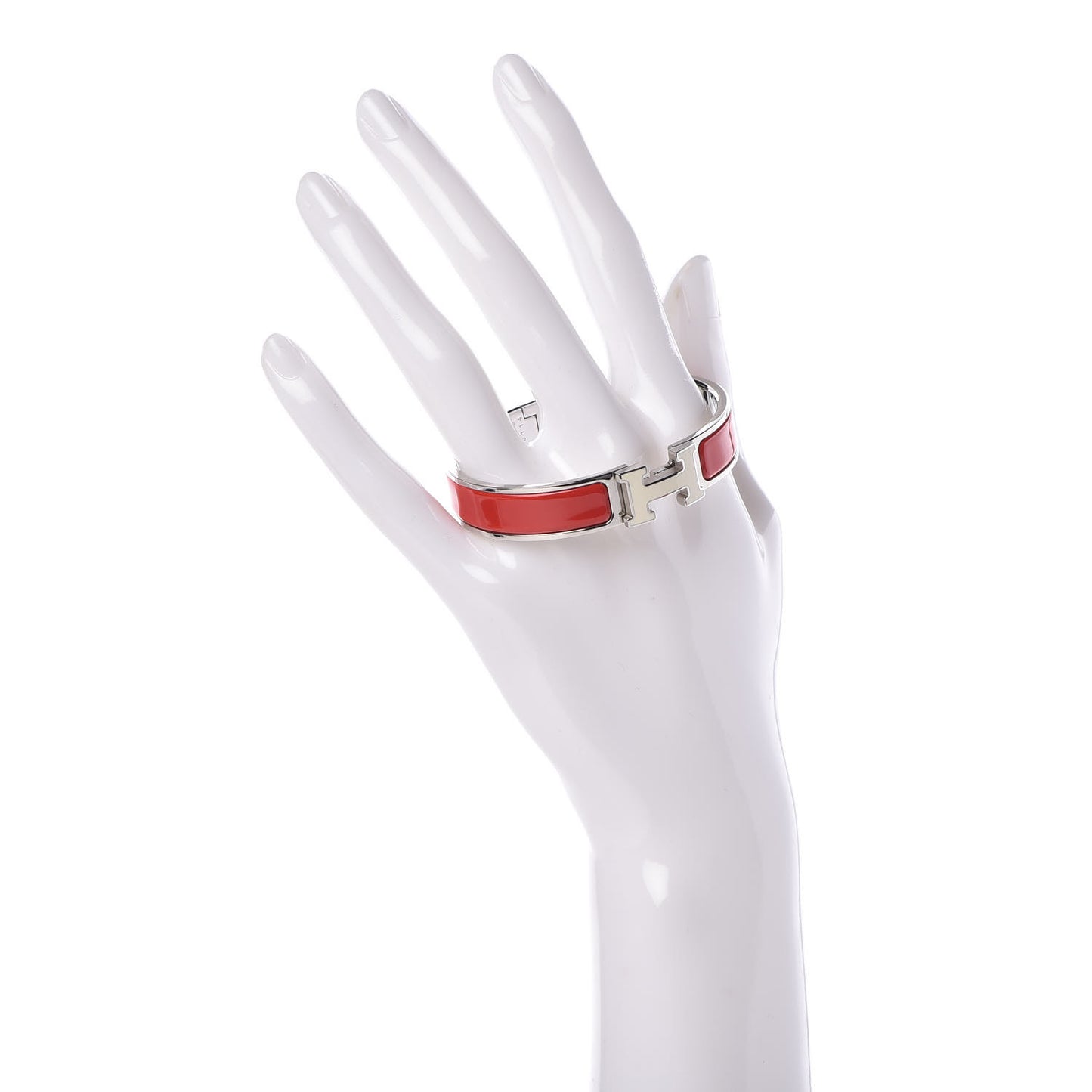 Enamel Narrow Clic Clac H Bracelet PM Rouge Vif White