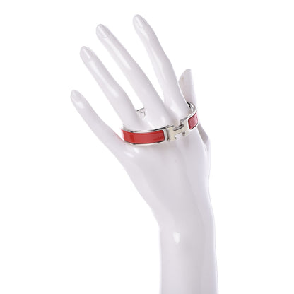 Hermes Enamel Narrow Clic Clac H Bracelet PM Rouge Vif White 2 of 4