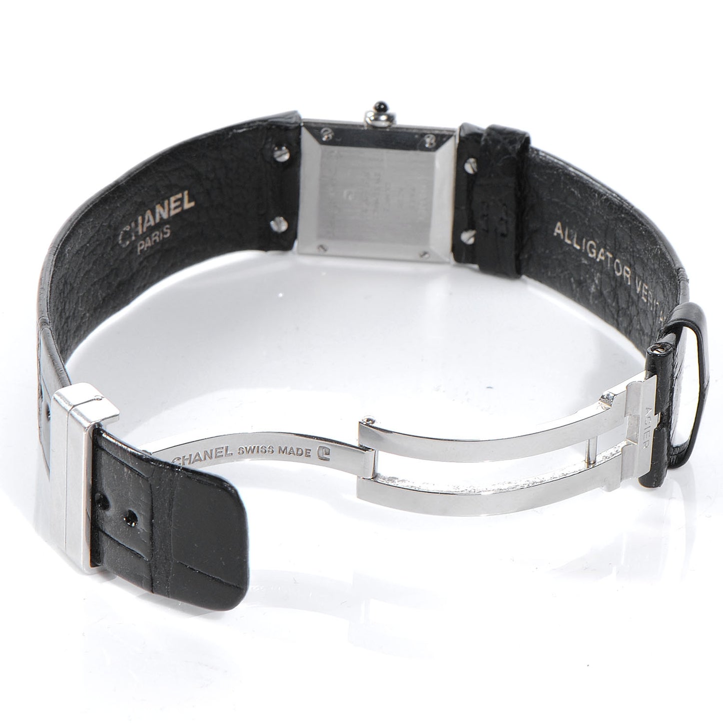 Stainless Steel Calfskin 19mm Quilted Matelasse Quartz Watch Black