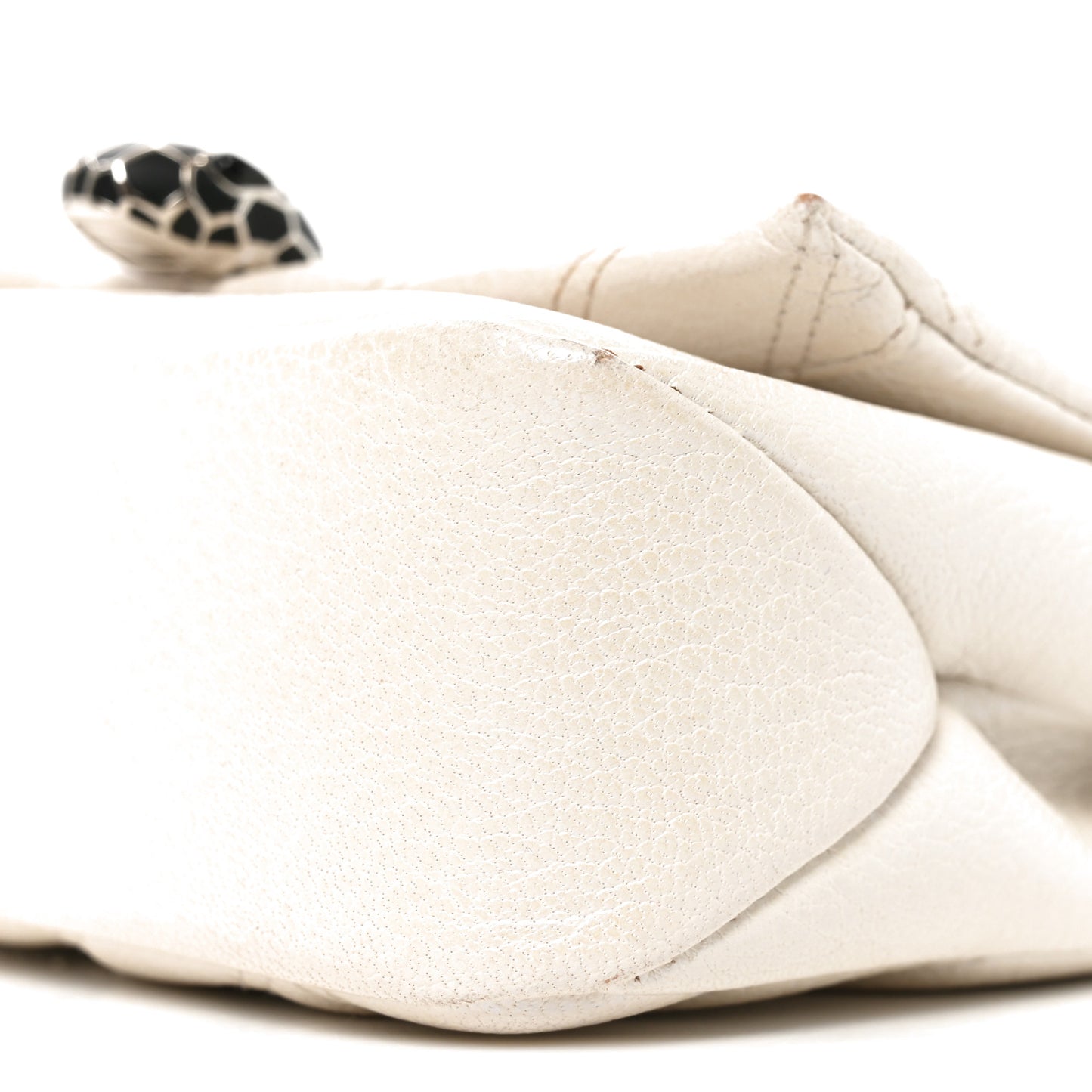 Iridescent Calfskin Matelasse Serpenti Cabochon Shoulder Bag White