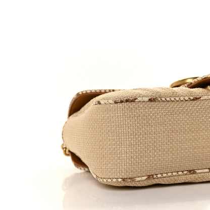 Gucci Raffia Elaphe Matelasse Small GG Marmont Shoulder Bag Natural Cream Brown 4 of 8
