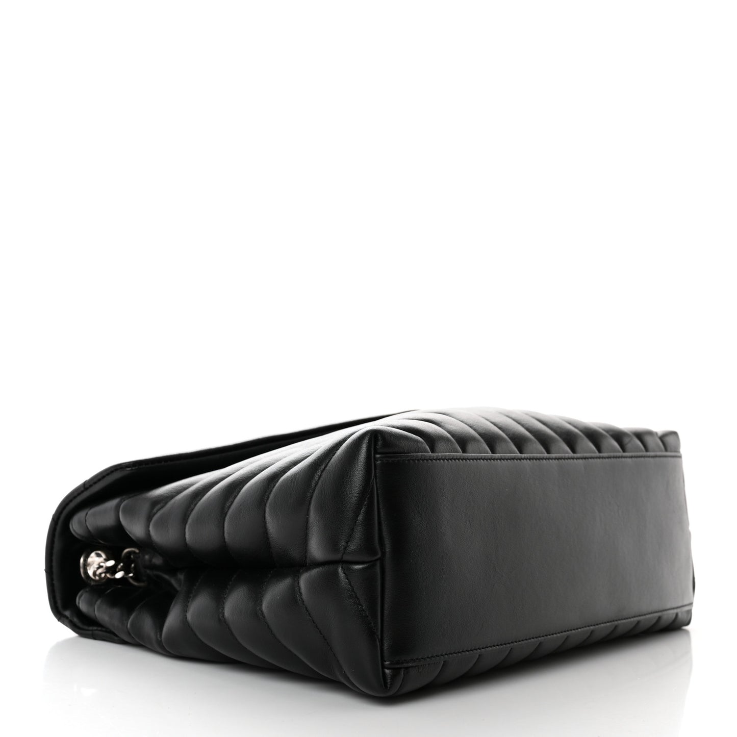 Calfskin Y Quilted Monogram Medium Loulou Chain Satchel Black