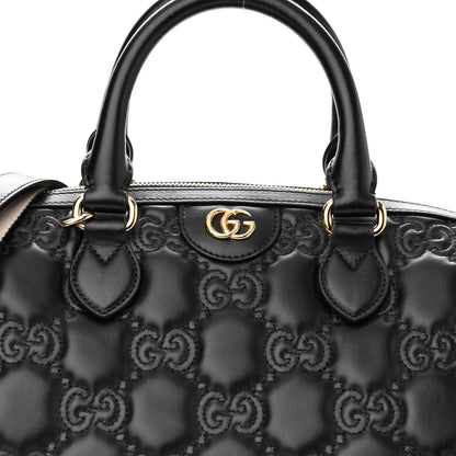 Gucci Calfskin GG Matelasse Medium Bowler Bag Black Natural 8 of 10