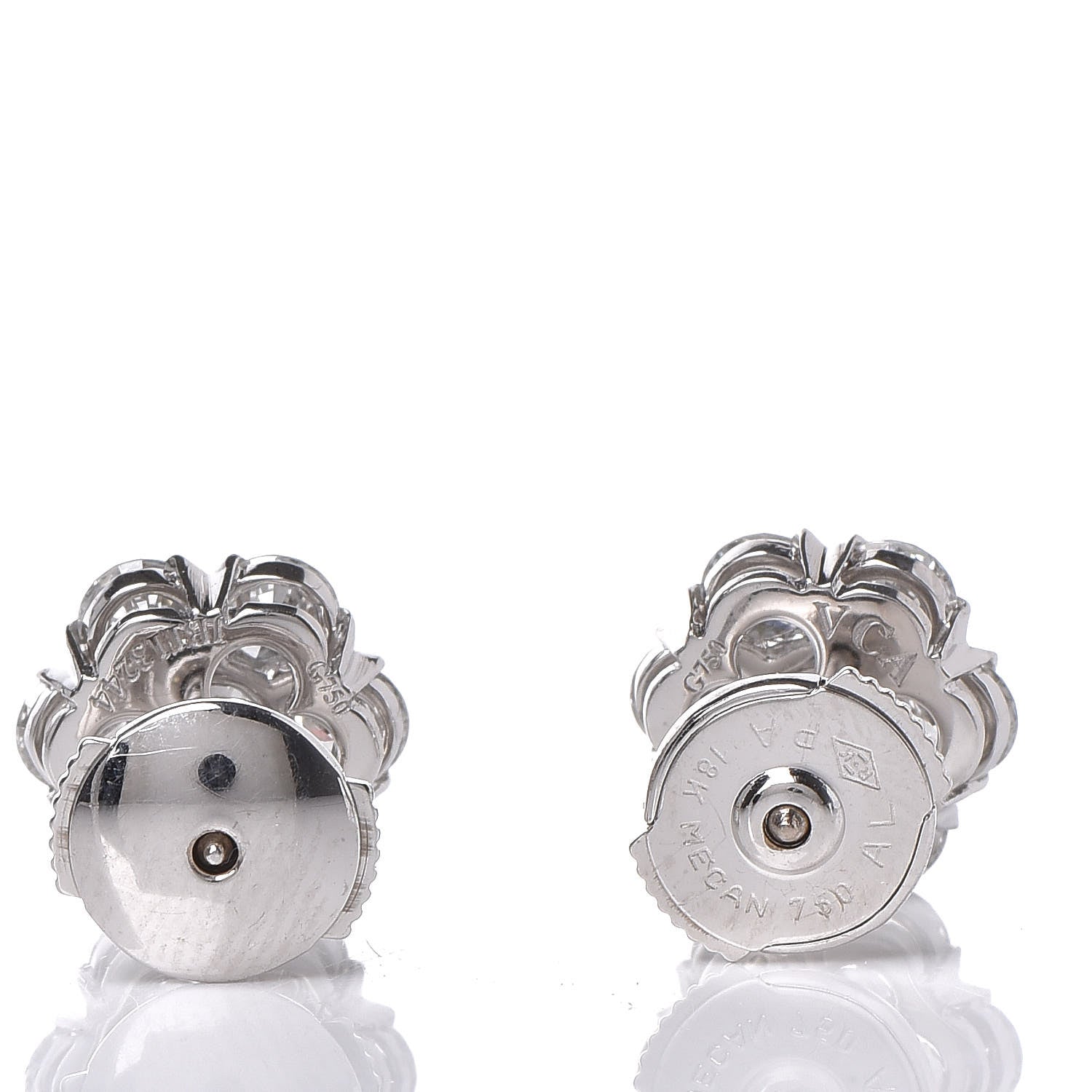 Van Cleef & Arpels 18K White Gold Diamond Large Fleurette Earrings 3 of 5