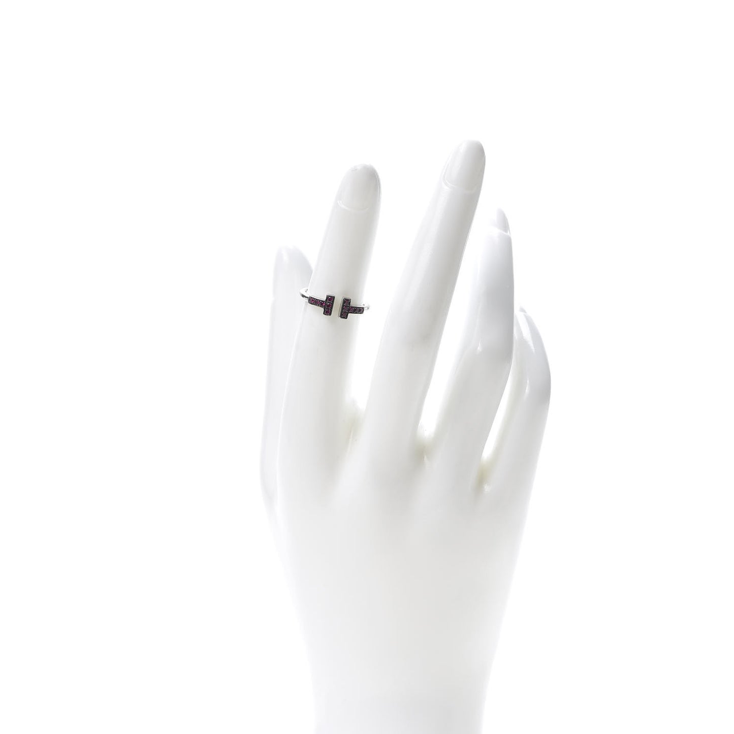 18K White Gold Ruby T Wire Ring 49 4.75