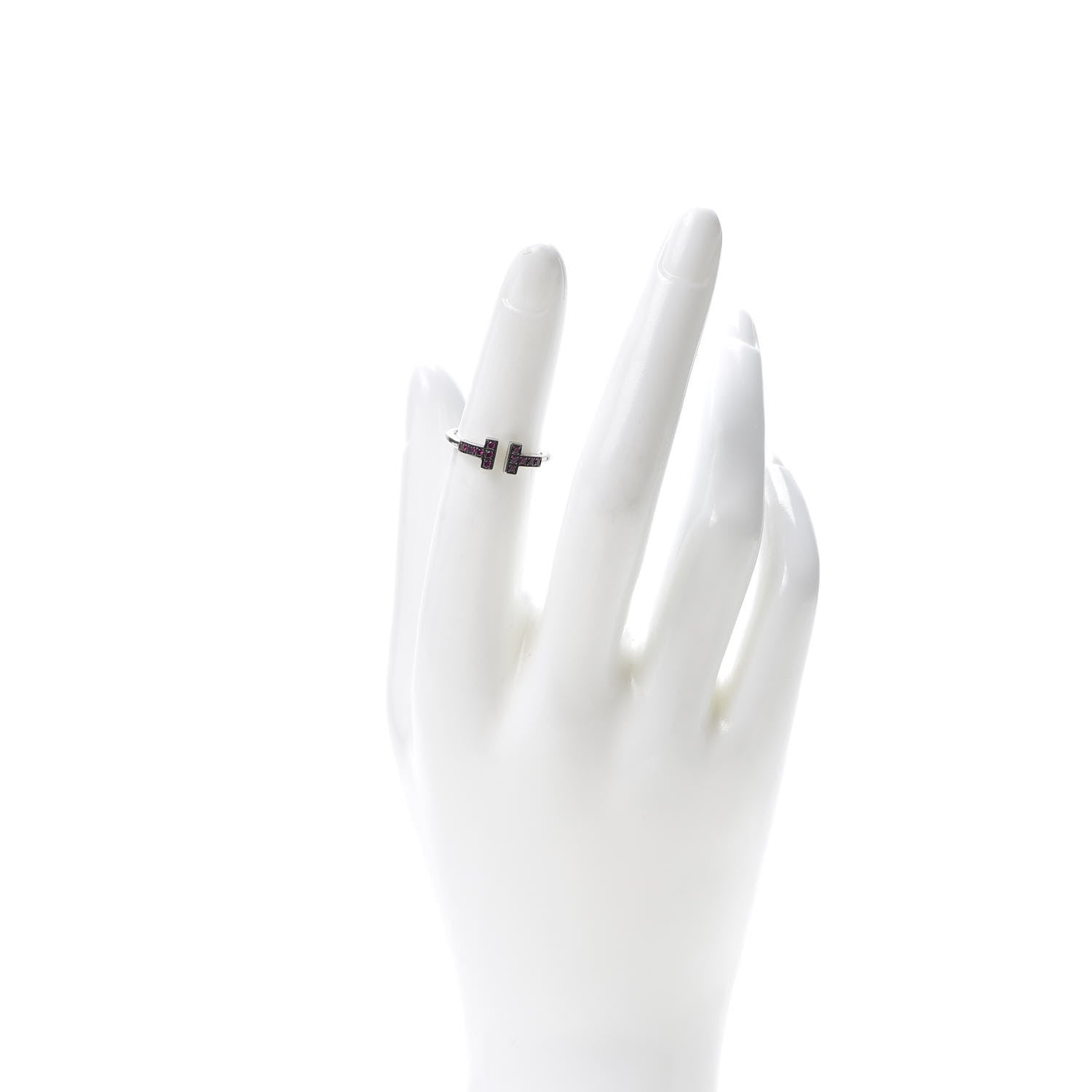 Tiffany 18K White Gold Ruby T Wire Ring 49 4.75 2 of 5