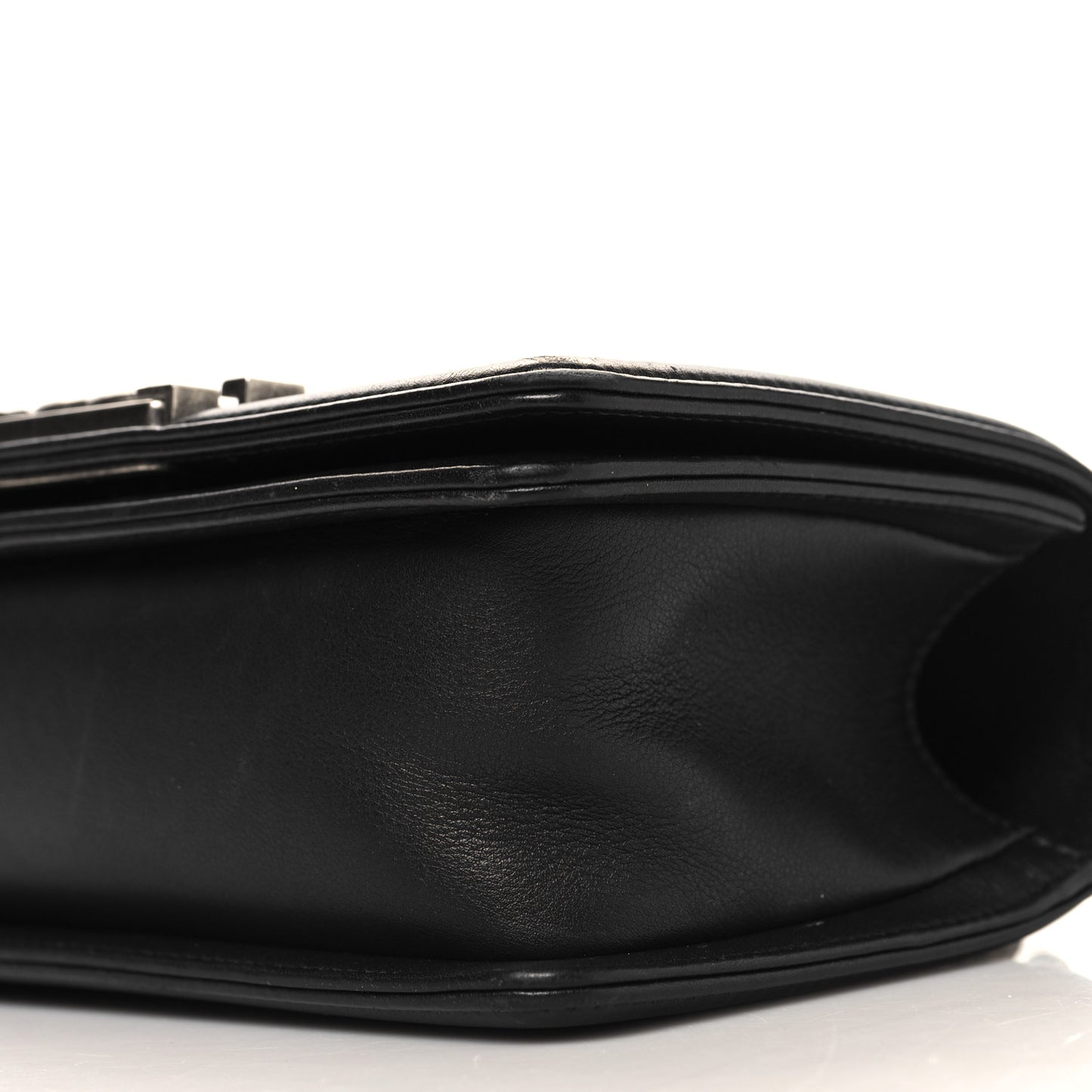 Calfskin Chevron Quilted Small Boy Flap Black