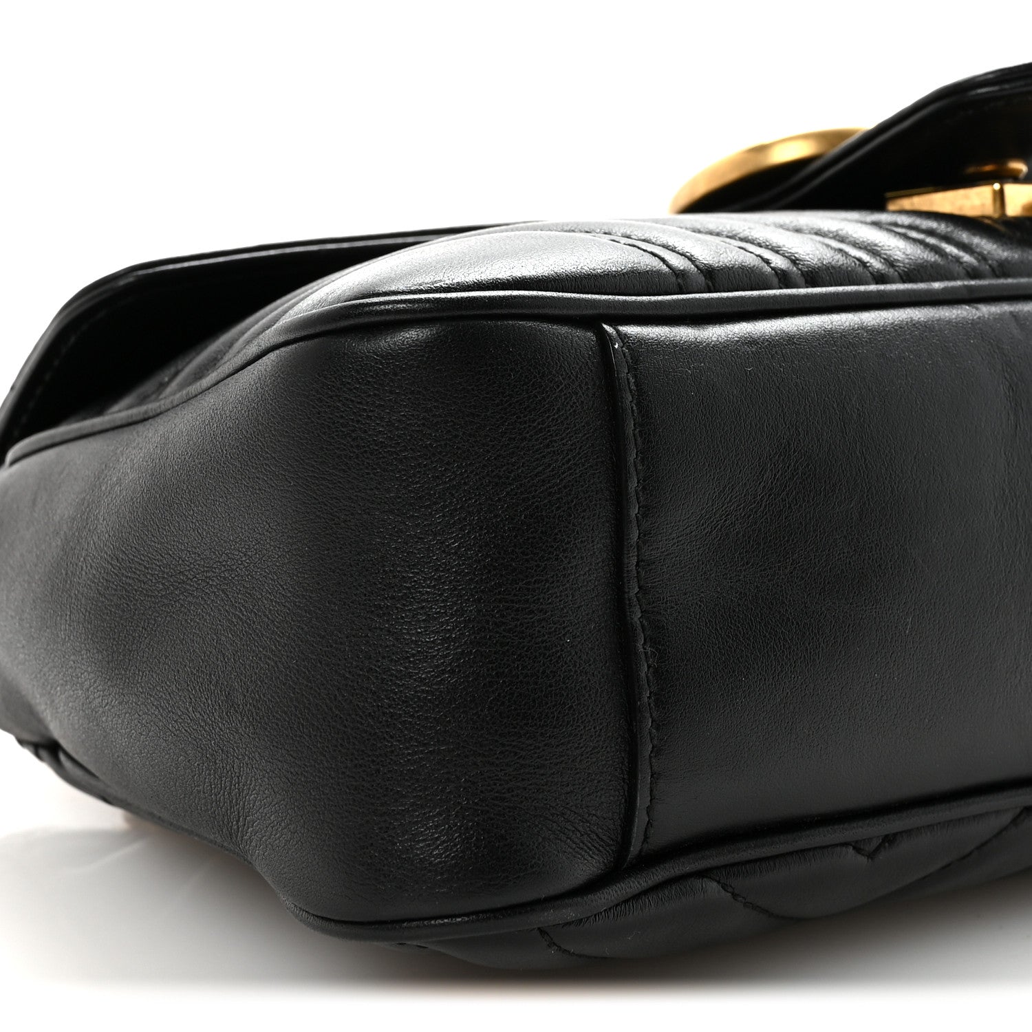 Gucci Calfskin Matelasse Small GG Marmont Shoulder Bag Black 9 of 10