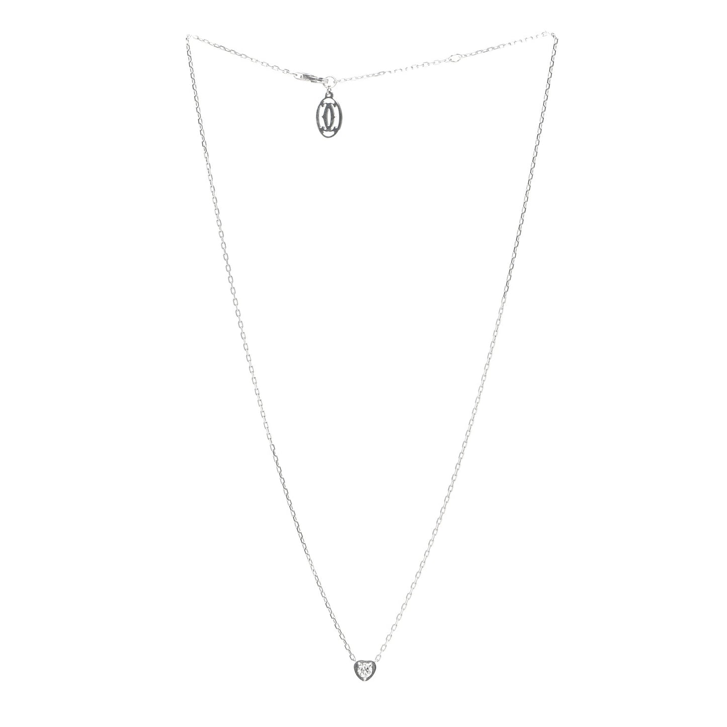 18K White Gold Diamond D'Amour Heart Pendant Necklace
