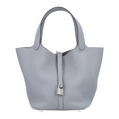 Hermes Taurillon Clemence Picotin Lock 22 MM Bleu Glacier 1 of 10