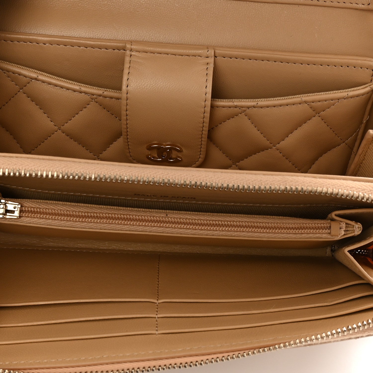 Chanel Lambskin Quilted Phone Holder Wallet on Removable Chain Beige 6 of 14