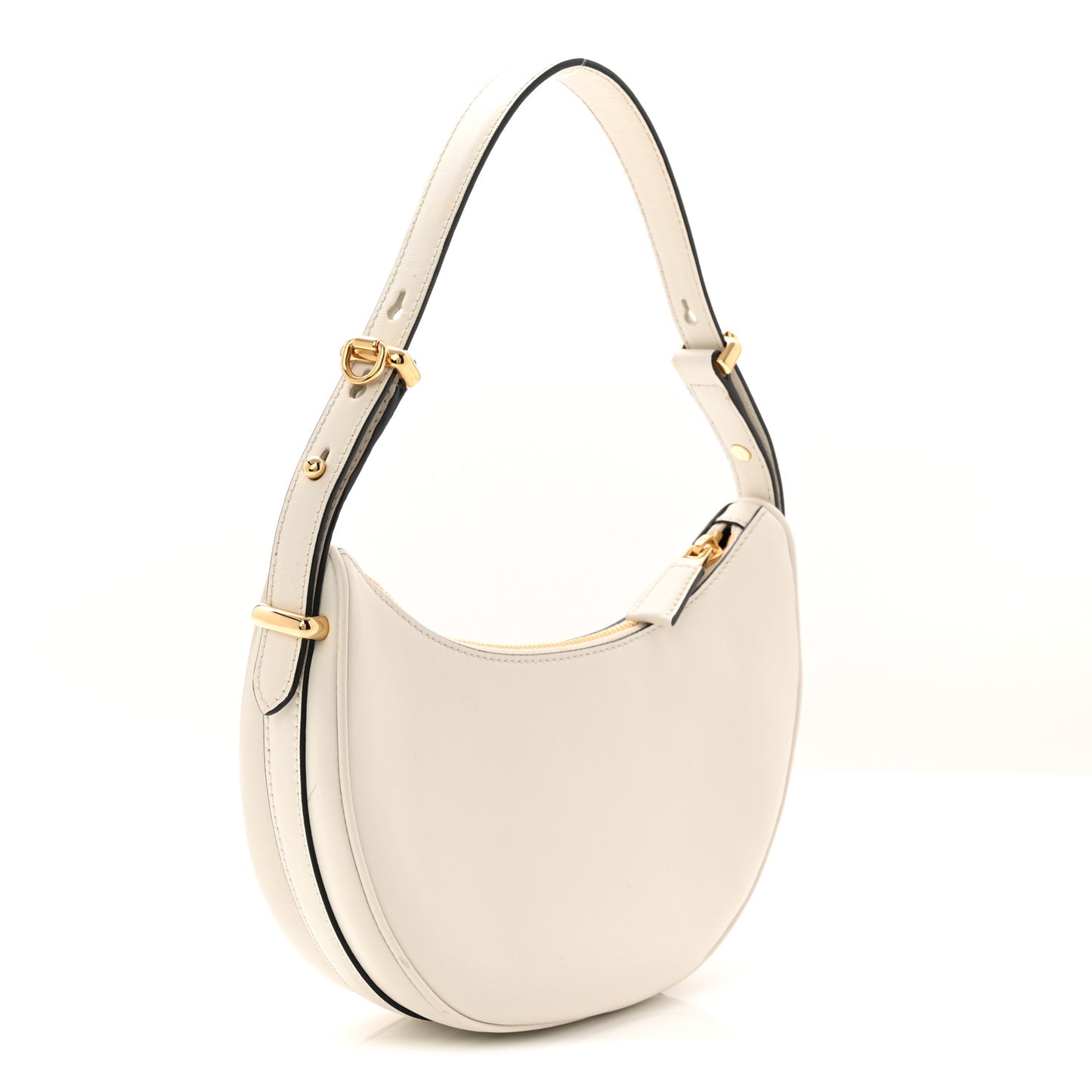 Soft Calfskin Small Arque Shoulder Bag White