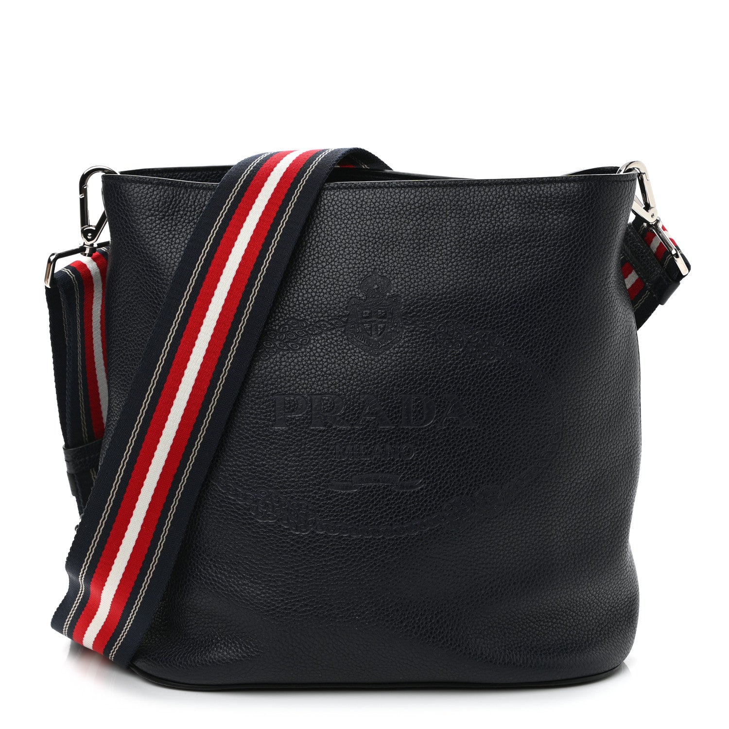 Prada Vitello Daino Logo Crossbody Bag Baltico 1 of 9