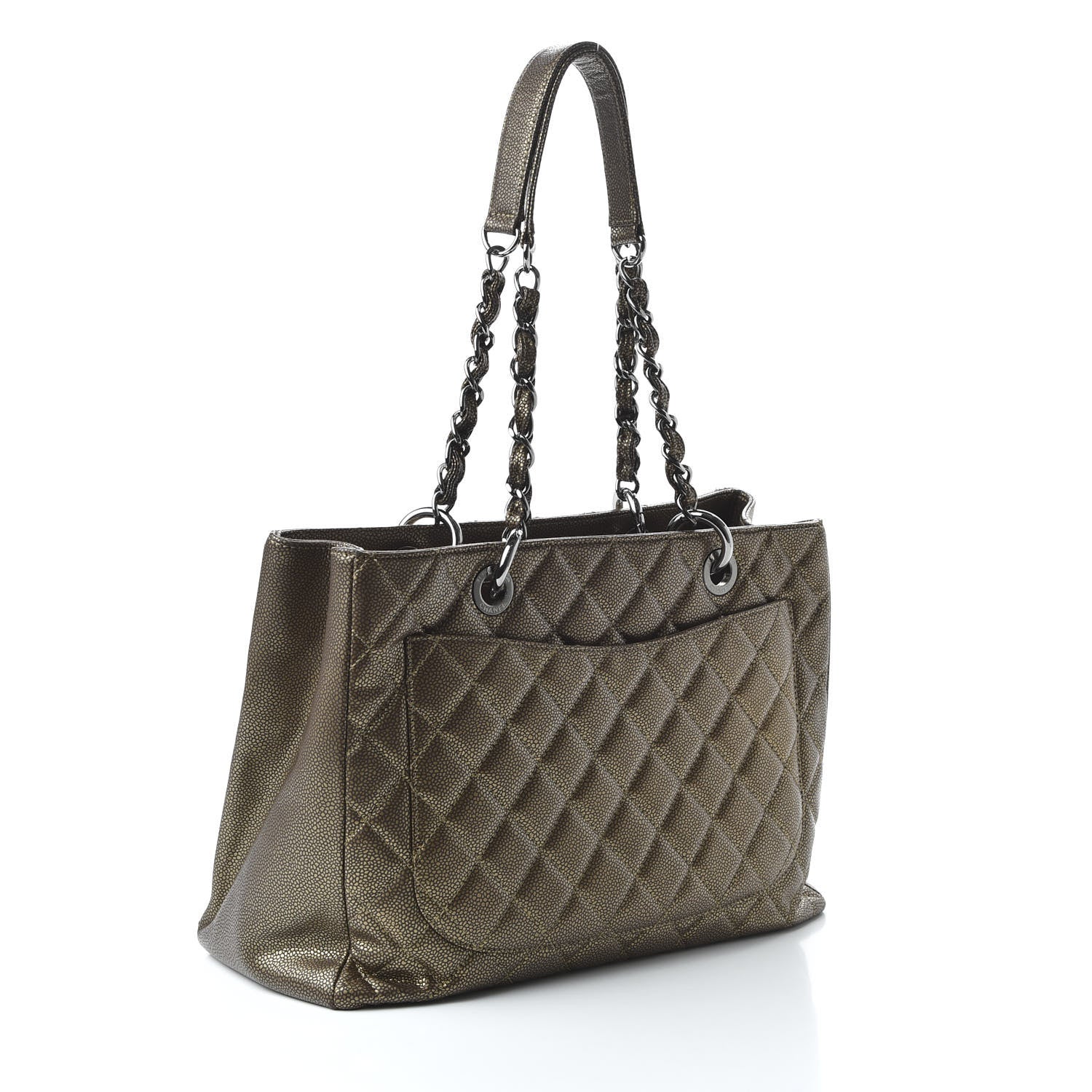 Chanel Metallic Caviar Quilted Grand Shopping Tote GST Bronze 3 of 10