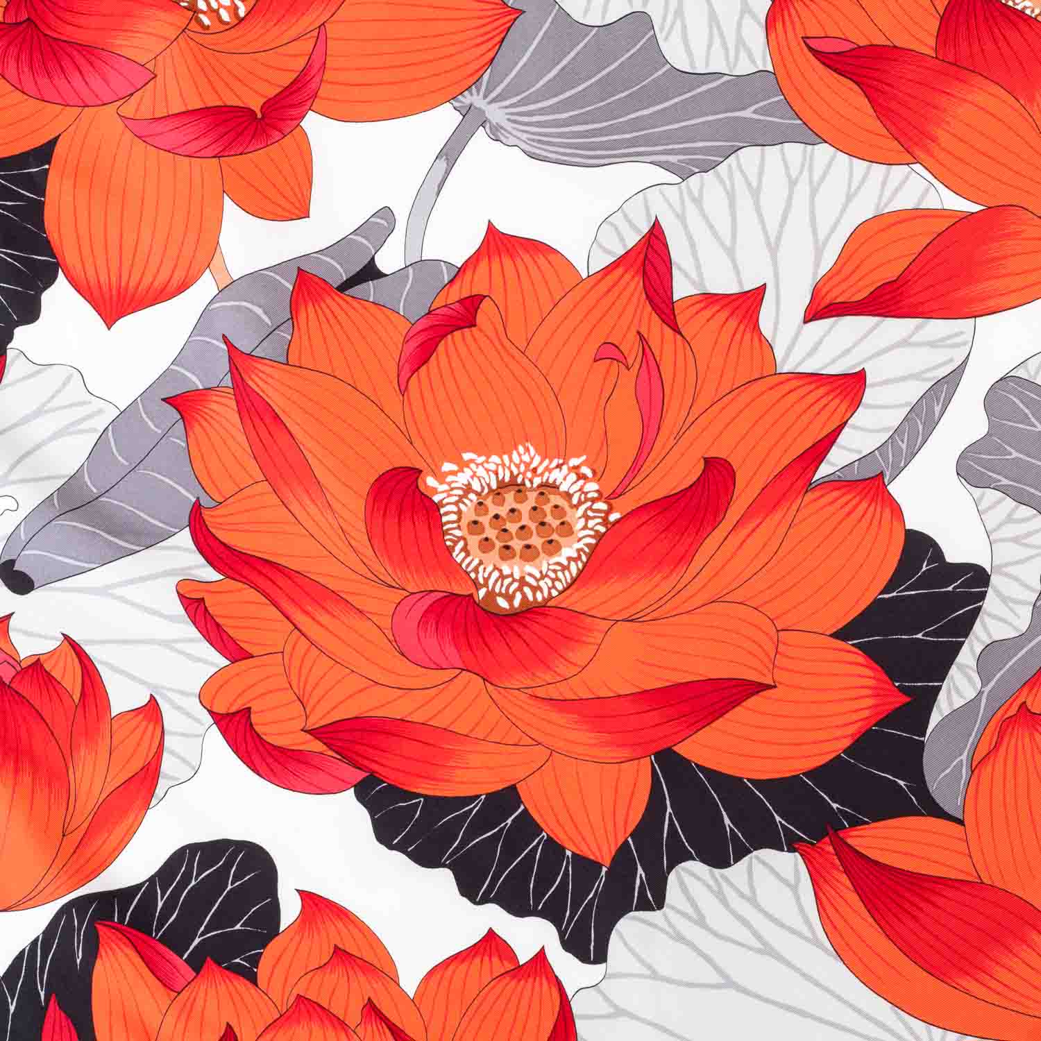 Hermes Silk Fleurs de Lotus Scarf 90 4 of 6