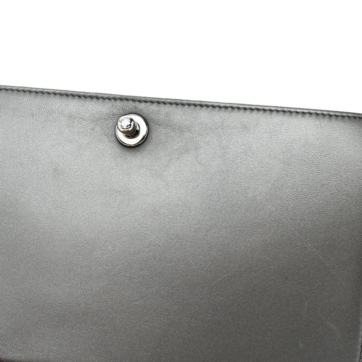 Metallic Lambskin Embossed Large Boy Cube Flap