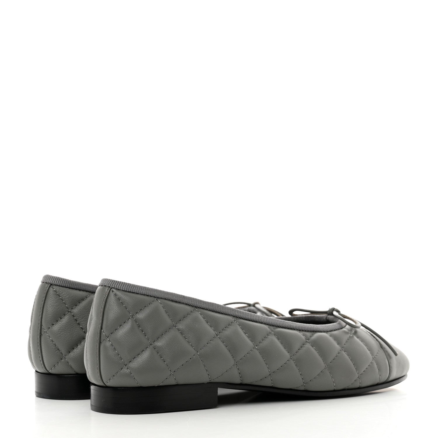 Chanel Lambskin Quilted CC Cap Toe Ballerina Flats 36.5 Grey 4 of 9