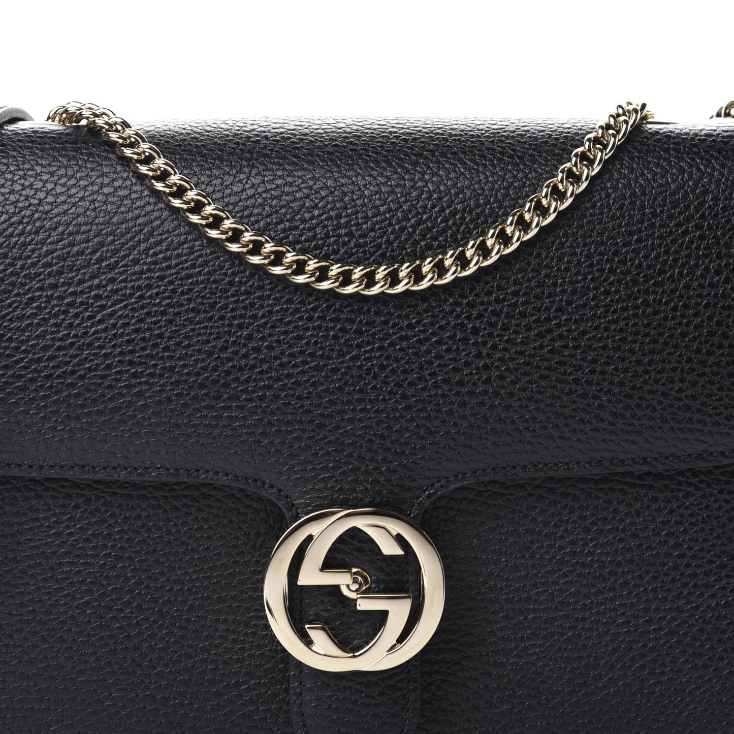 Dollar Calfskin Interlocking G Shoulder Bag Black