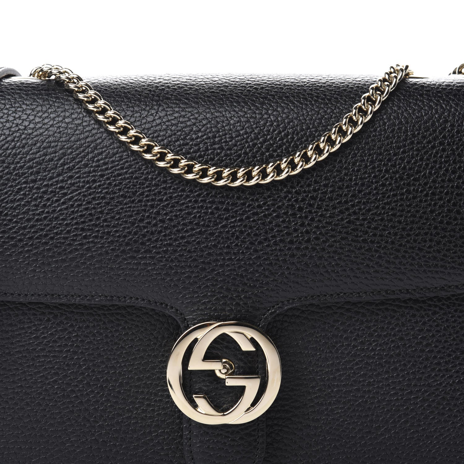 Gucci Dollar Calfskin Interlocking G Shoulder Bag Black 11 of 11