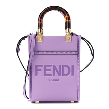Fendi Vitello King Plexiglass Logo Embossed Mini Fendi Sunshine Shopper Tote Violetta 1 of 11