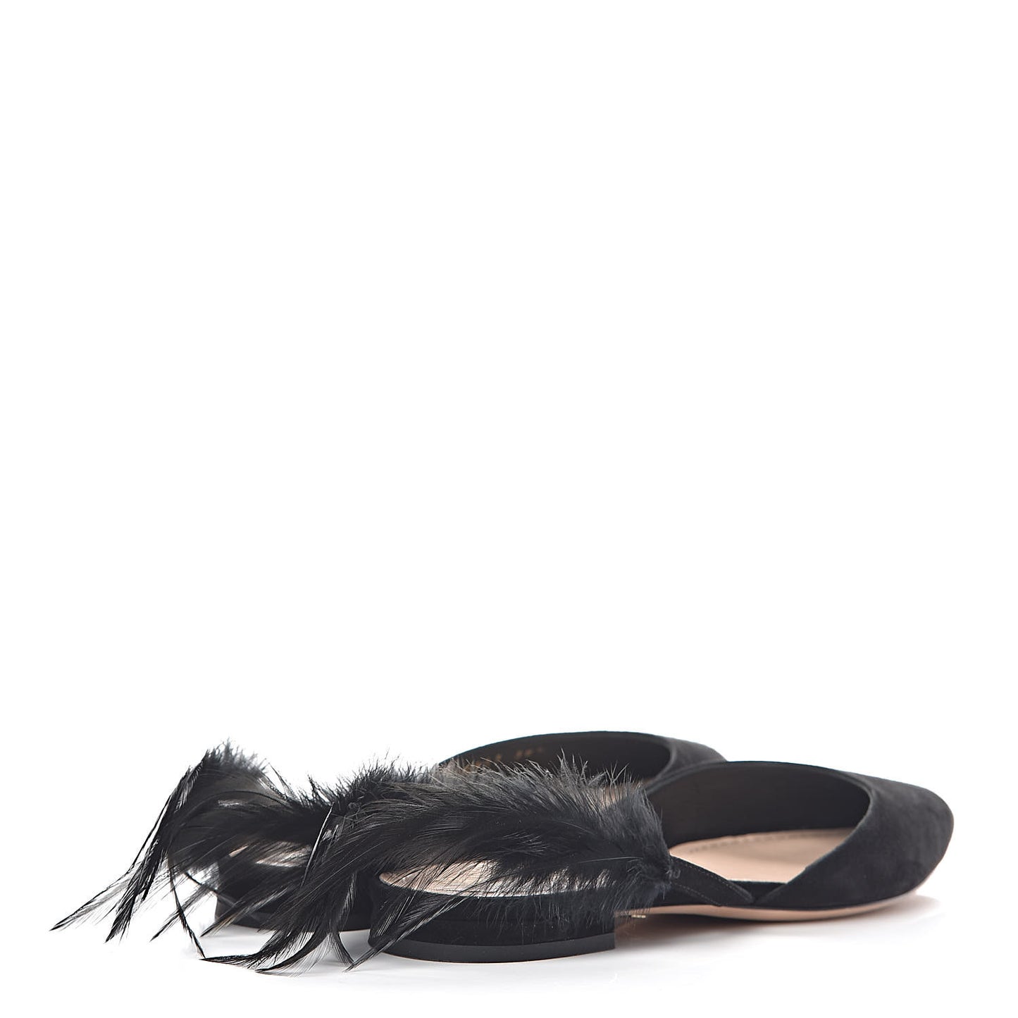 Suede Feather Dior Ethnie Flats 38.5 Black