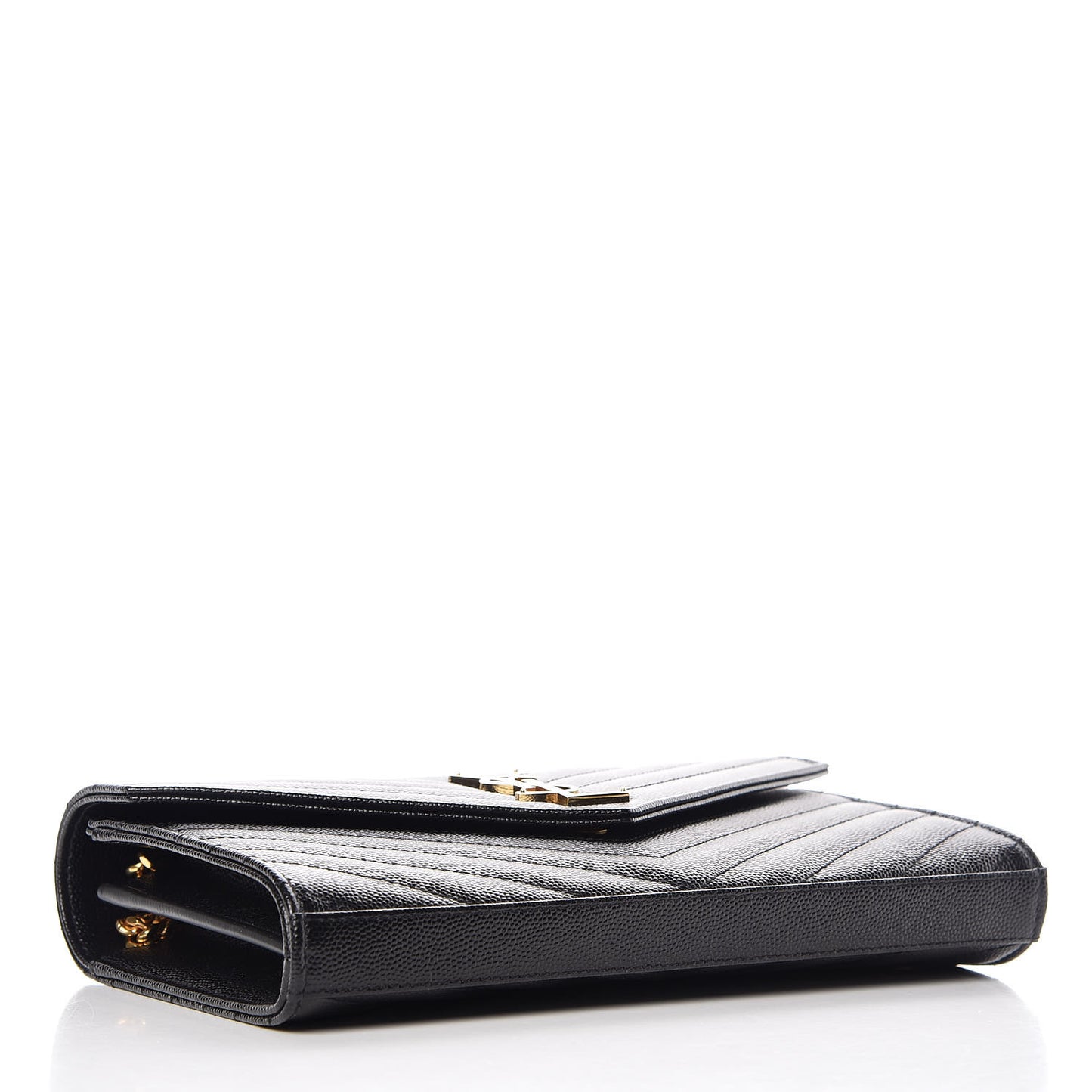 Grain De Poudre Matelasse Chevron Monogram Chain Wallet Black
