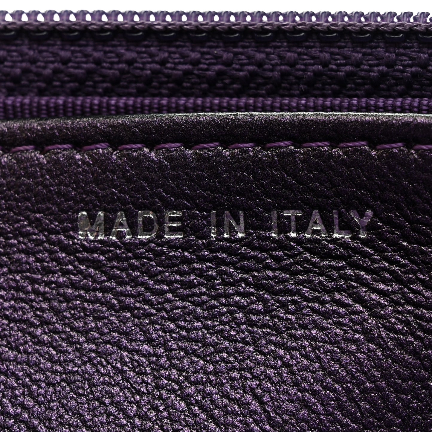 Iridescent Lambskin Quilted Wallet On Chain WOC Dark Purple