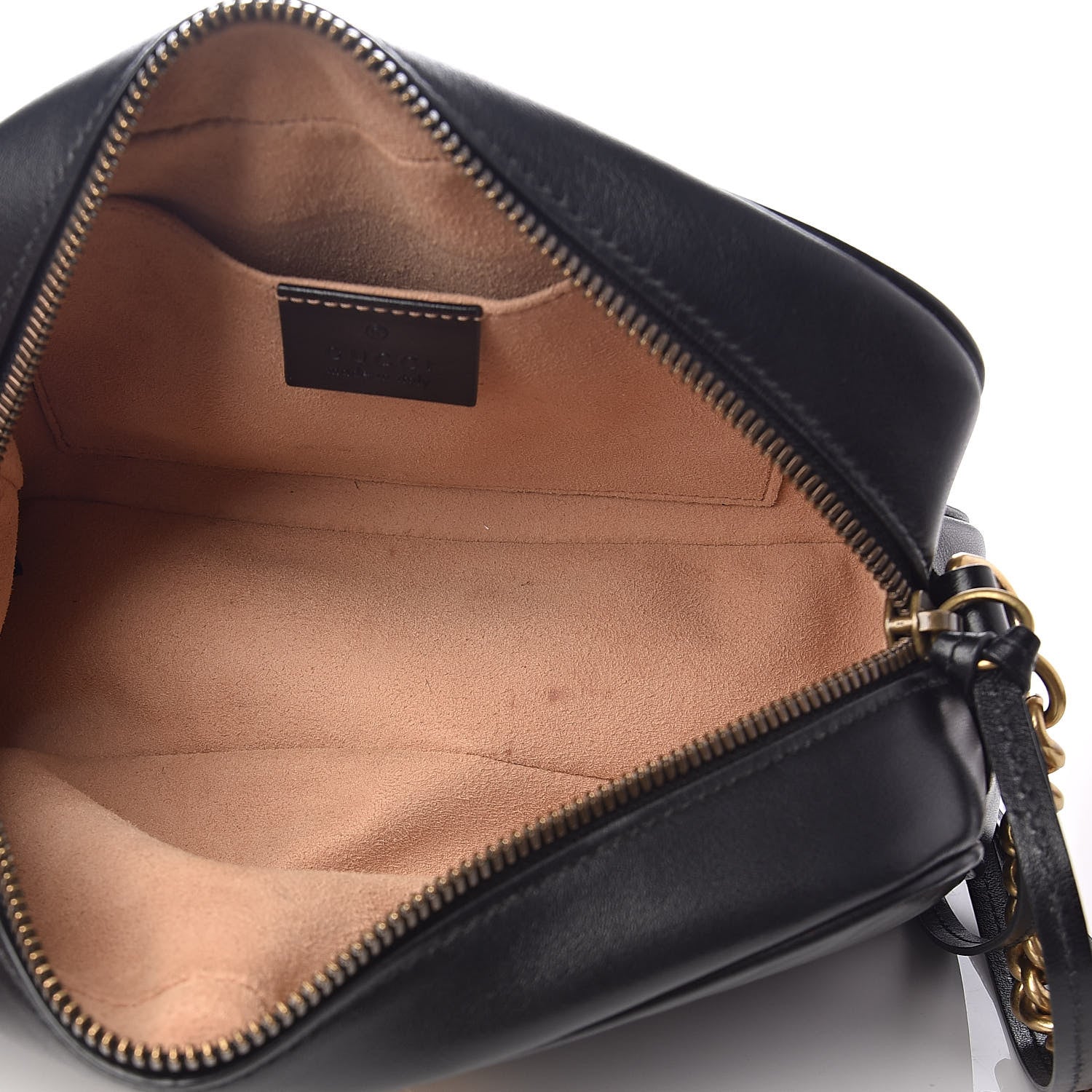 Gucci Calfskin Matelasse Small GG Marmont Chain Shoulder Bag Black 5 of 9