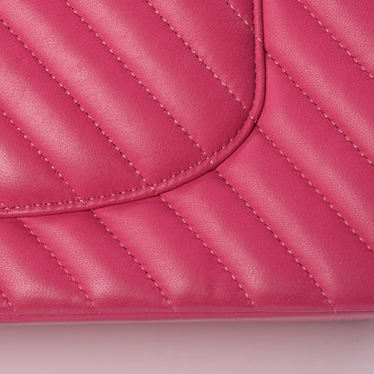Chanel Lambskin Chevron Quilted Medium Double Flap Pink 11 of 18
