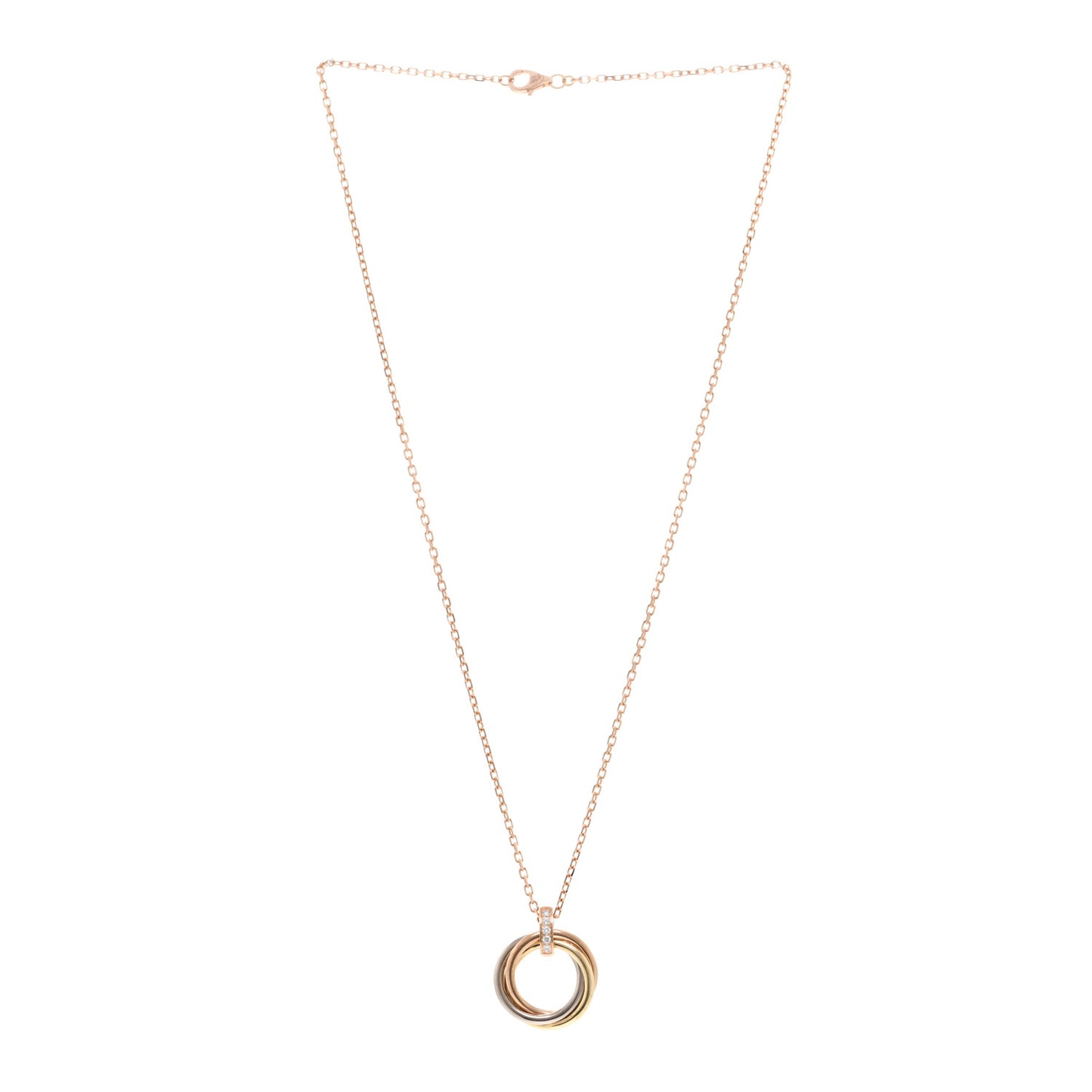 18K Pink White Yellow Gold Diamond Trinity Pendant Necklace
