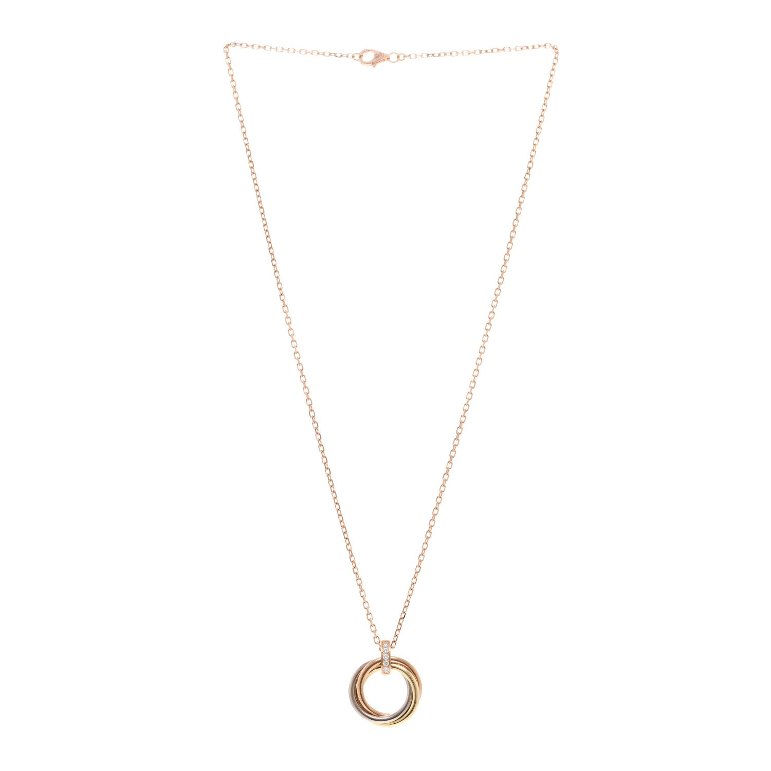 Cartier 18K Pink White Yellow Gold Diamond Trinity Pendant Necklace 3 of 4