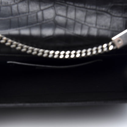 Saint Laurent Calfskin Crocodile Embossed Medium Classic Monogram Kate Tassel Satchel Black 5 of 10