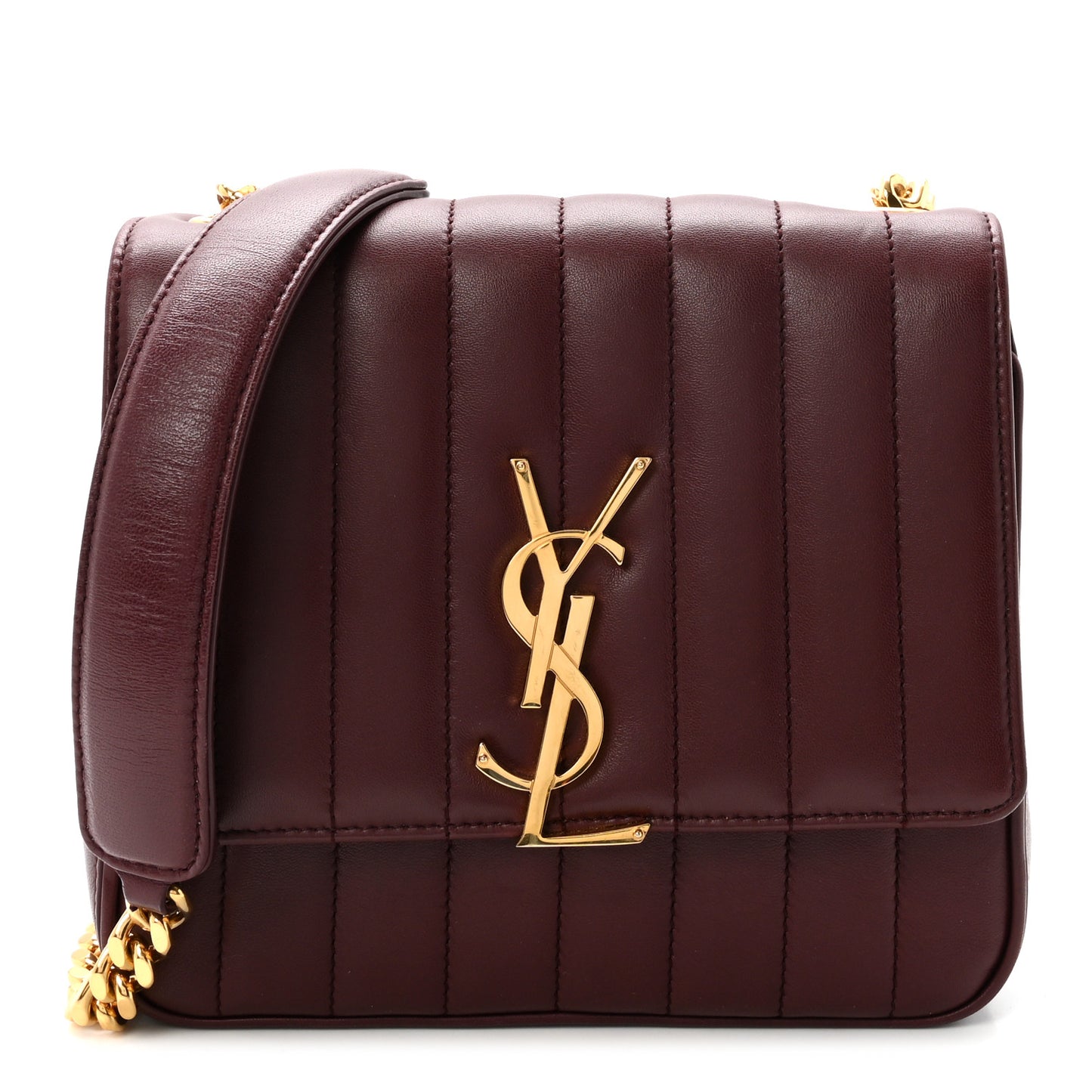 Lambskin Matelasse Monogram Medium Vicky Chain Bag Rouge Legion