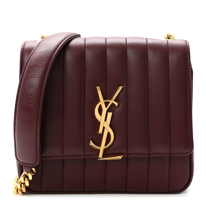 Saint Laurent Lambskin Matelasse Monogram Medium Vicky Chain Bag Rouge Legion 1 of 9