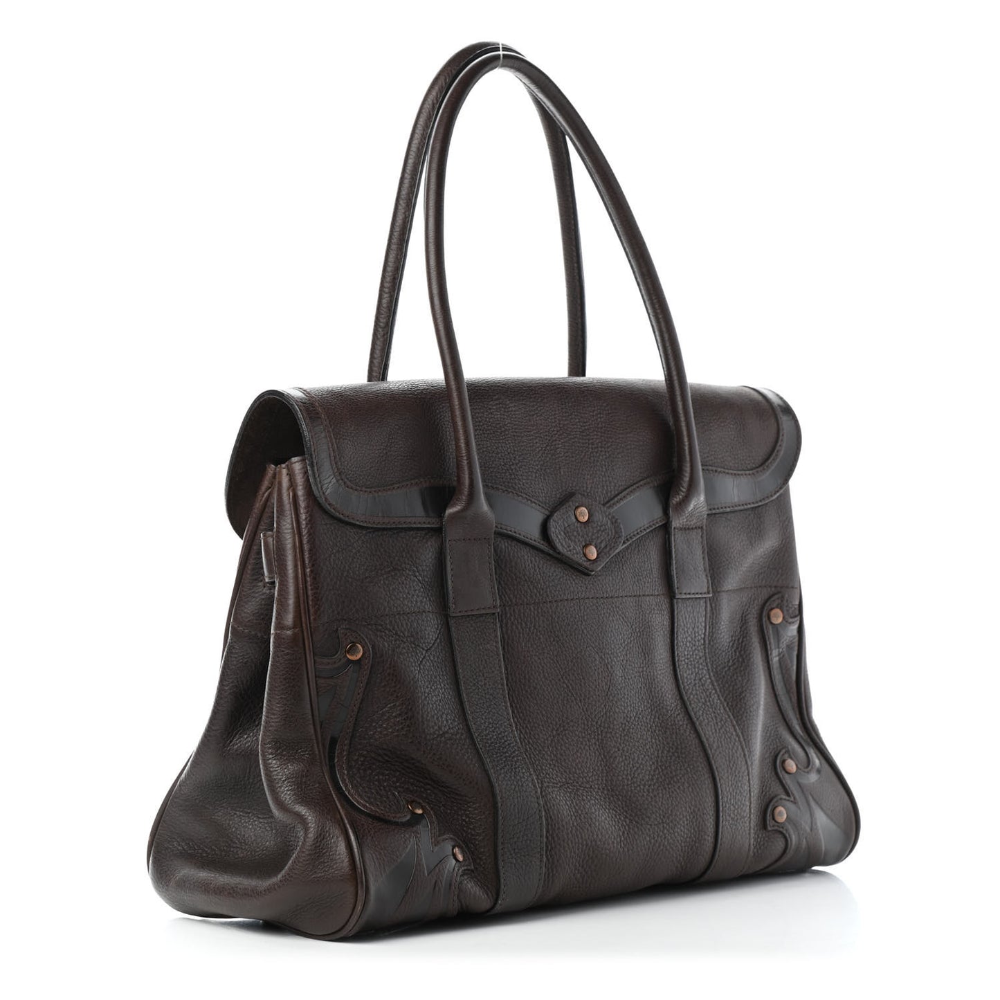 Grained Calfskin Tooled Darwin Bayswater Chocolate