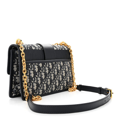 Christian Dior Oblique 30 Montaigne Chain Flap Bag Blue 3 of 10