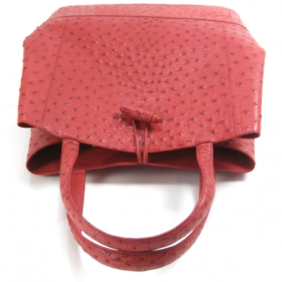 Nancy Gonzalez Ostrich Tote Red 5 of 7