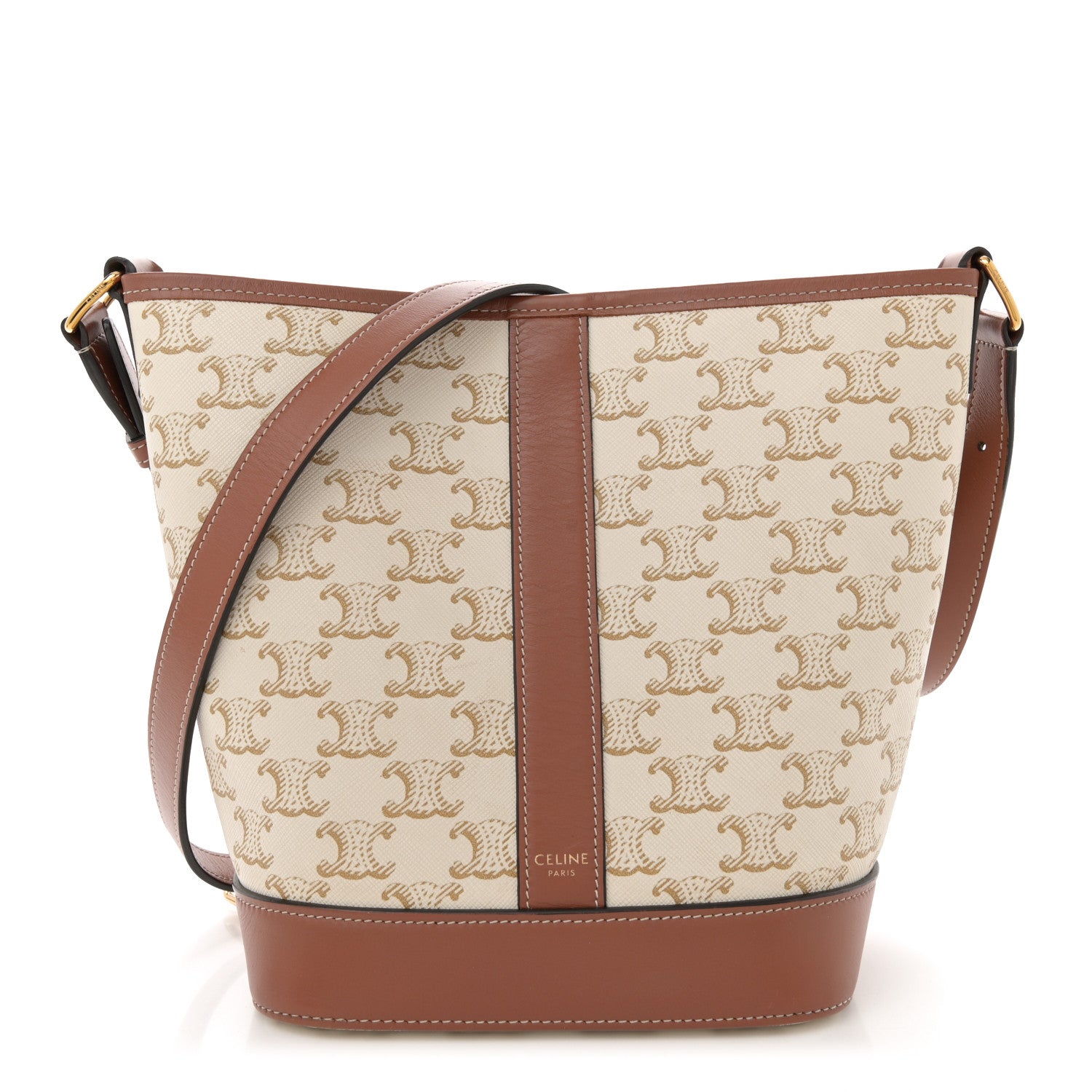 Celine Triomphe Canvas Calfskin Small Bucket Bag White 1 of 12