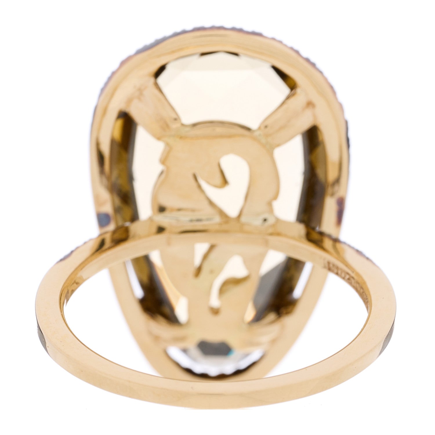 Suzanne Kalan 18K Yellow Gold Diamond Smoky Quartz Vitrine Pear Cocktail Ring 54 6.75 3 of 4