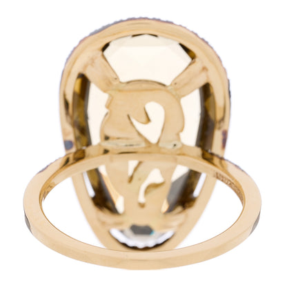 Suzanne Kalan 18K Yellow Gold Diamond Smoky Quartz Vitrine Pear Cocktail Ring 54 6.75 3 of 4