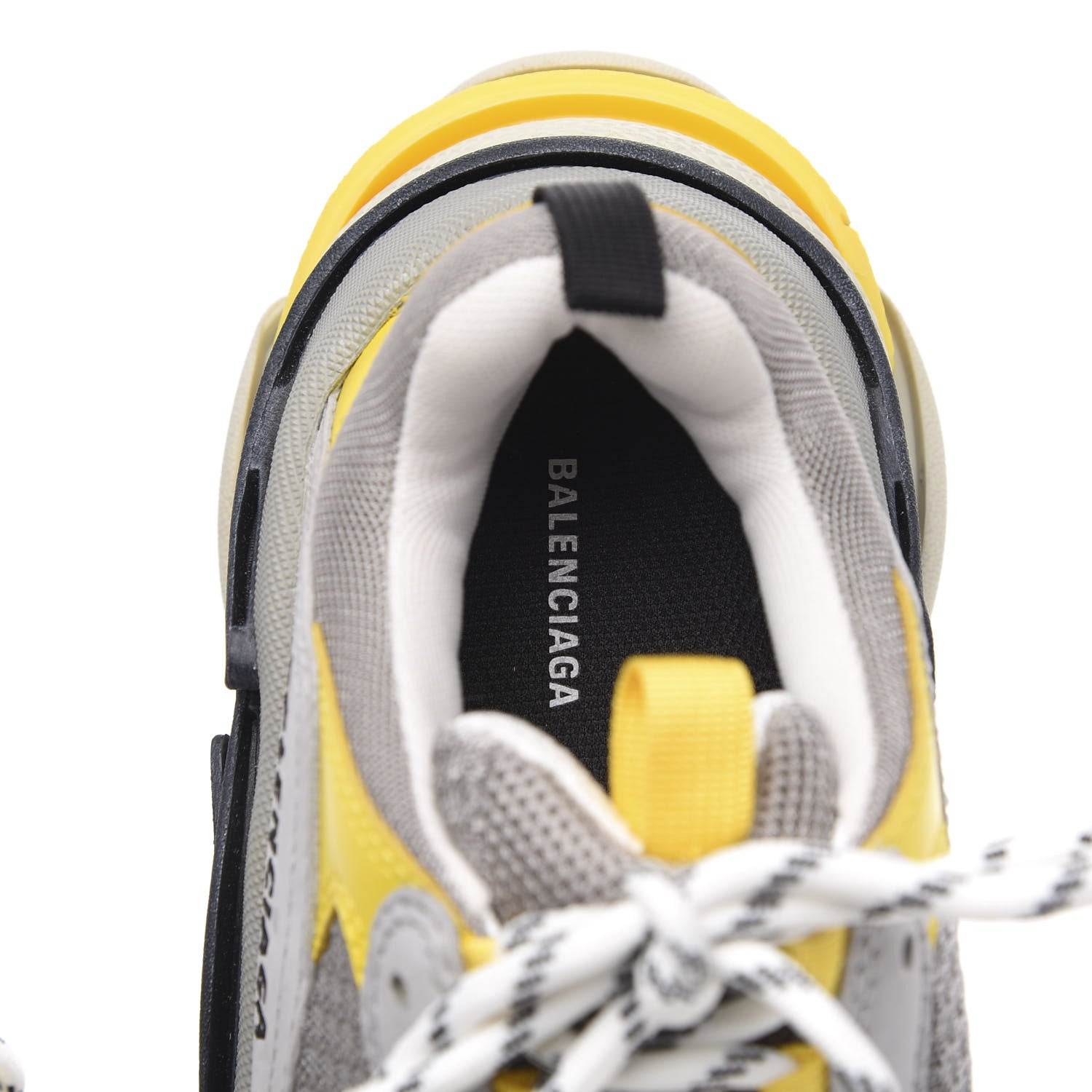 Balenciaga Fabric Mesh Womens Triple S Sneakers 38 Yellow Grey White 6 of 7